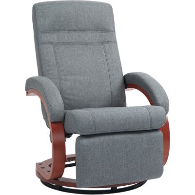 HOMCOM Relaxsessel Fernsehsessel mit Liegefunktion, Armlehne aus Holz, Drehbarer Ruhesessel TV-Sessel mit Verstellbarer Rückenlehne, Liegesessel, Stoff, Grau Aosom HOMCOM Relaxsessel Fernsehsessel mit Liegefunktion, Armlehne aus Holz, Drehbarer Ruhesessel TV-Sessel mit Verstellbarer Rückenlehne, Liegesessel, Stoff, Grau Aosom