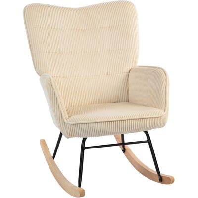 HOMCOM Schaukelstuhl, Schaukelsessel mit Kordoptik, Armlehne, Sessel mit Holzkufen, Relaxsessel für Wohnzimmer, Schlafzimmer, Beige Aosom HOMCOM Schaukelstuhl, Schaukelsessel mit Kordoptik, Armlehne, Sessel mit Holzkufen, Relaxsessel für Wohnzimmer, Schlafzimmer, Beige Aosom