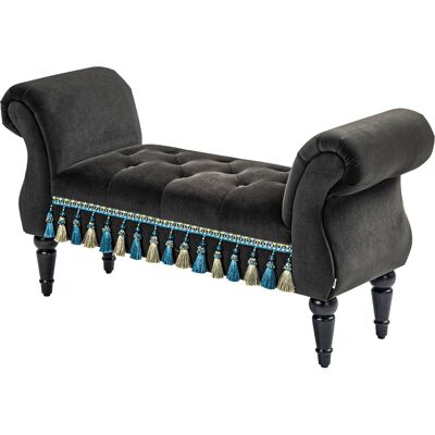 HOMCOM Polsterbank Schlafzimmer, mit Stauraum, Armlehne, Holzbeine, Vintage-Design, Samtoptik, Belastbarkeit 150 kg, 117x4 x58cm, Dunkelgrau Aosom HOMCOM Polsterbank Schlafzimmer, mit Stauraum, Armlehne, Holzbeine, Vintage-Design, Samtoptik, Belastbarkeit 150 kg, 117x4 x58cm, Dunkelgrau Aosom