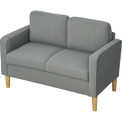 HOMCOM Sofa 2 Sitzer klein Couch mit Armlehne, Stauraum, modern Polstersofa mit Cordoptik, Holzbeine, Kissen, Loungesofa für Wohnzimmer, Schlafzimmer, 117 x 63 x 79 cm, Hellgrau Aosom HOMCOM Sofa 2 Sitzer klein Couch mit Armlehne, Stauraum, modern Polstersofa mit Cordoptik, Holzbeine, Kissen, Loungesofa für Wohnzimmer, Schlafzimmer, 117 x 63 x 79 cm, Hellgrau Aosom