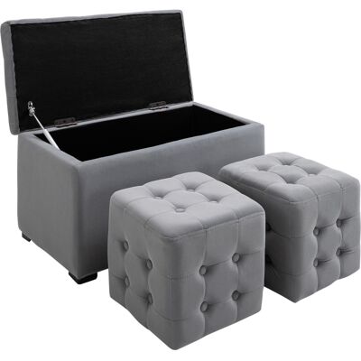 HOMCOM Sitzbank mit Stauraum - 3-teiliges Set mit Ottomane und Polster HOMCOM Sitzbank mit Stauraum - 3-teiliges Set mit Ottomane und Polster