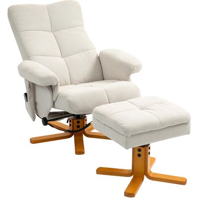 HOMCOM Relaxsessel Massagesessel mit Hocker und Stauraum Fernsehsessel mit Liegefunktion 360° drehbar mit Seitentasche Kunstleder 80 x 86 x 99cm Cremeweiß Aosom HOMCOM Relaxsessel Massagesessel mit Hocker und Stauraum Fernsehsessel mit Liegefunktion 360° drehbar mit Seitentasche Kunstleder 80 x 86 x 99cm Cremeweiß Aosom