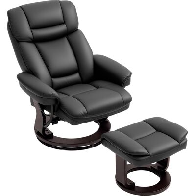 HOMCOM Relaxsessel mit Hocker, 360°drehbarer Fernsehsessel mit Liegefunktion, TV-Sessel mit Taschenfeder für Wohnzimmer, Kunstleder, Schwarz Aosom HOMCOM Relaxsessel mit Hocker, 360°drehbarer Fernsehsessel mit Liegefunktion, TV-Sessel mit Taschenfeder für Wohnzimmer, Kunstleder, Schwarz Aosom