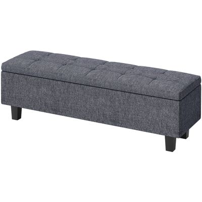 HOMCOM Sitzbank mit Stauraum, Polsterbank mit Leinenoptik, Holzbeine, Moderne Bettbank für Flur, Schlafzimmer, Wohnzimmer, 138 x 40 x 45 cm, Dunkelgrau Aosom HOMCOM Sitzbank mit Stauraum, Polsterbank mit Leinenoptik, Holzbeine, Moderne Bettbank für Flur, Schlafzimmer, Wohnzimmer, 138 x 40 x 45 cm, Dunkelgrau Aosom