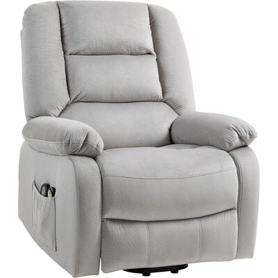 HOMCOM Relaxsessel mit Aufstehhilfe Elektrisch Fernsehsessel mit Vibrationsmassage, Liegefunktion, Massagesessel mit Wärme, Fußteil, Seitentasche, Timer, Hellgrau Aosom HOMCOM Relaxsessel mit Aufstehhilfe Elektrisch Fernsehsessel mit Vibrationsmassage, Liegefunktion, Massagesessel mit Wärme, Fußteil, Seitentasche, Timer, Hellgrau Aosom