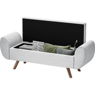 HOMCOM Aufbewahrungsbank 53,8L Pouf Wohnzimmer Bettende Aufbewahrungskiste Hocker mit gepolsterter Sitzfläche aus Leinen und Armlehnen, für Wohnzimmer, Schlafzimmer, Eingangsbereich, 132 x 42 x 50 cm, grau Aosom HOMCOM Aufbewahrungsbank 53,8L Pouf Wohnzimmer Bettende Aufbewahrungskiste Hocker mit gepolsterter Sitzfläche aus Leinen und Armlehnen, für Wohnzimmer, Schlafzimmer, Eingangsbereich, 132 x 42 x 50 cm, grau Aosom