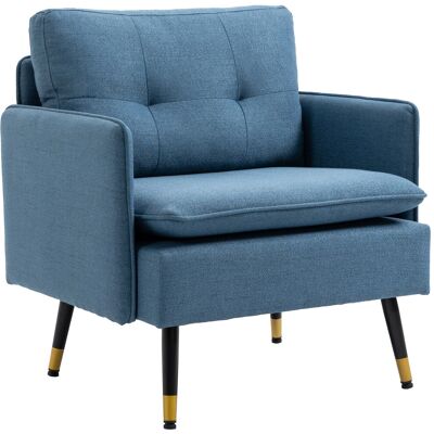 HOMCOM Polstersessel Armlehnensessel mit Kissen Loungesessel Sofa mit Leinenoptik, Stahlbeine, für Wohnzimmer, Schlafzimmer, Dunkelblau, 76 x 68 x 80 cm Aosom HOMCOM Polstersessel Armlehnensessel mit Kissen Loungesessel Sofa mit Leinenoptik, Stahlbeine, für Wohnzimmer, Schlafzimmer, Dunkelblau, 76 x 68 x 80 cm Aosom