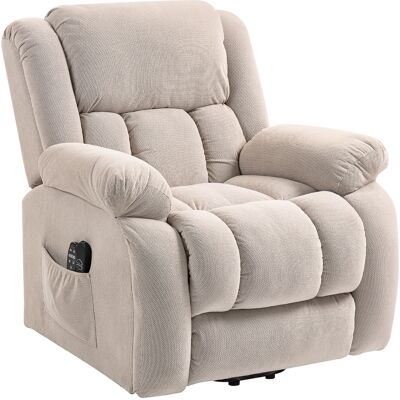 HOMCOM Elektrischer Aufstehsessel, 150° neigbarer Relaxsessel aus Stoff für Senioren mit 8 Massagepunkten, beheizt, USB-Port, 2 Fernbedienungen, Fußstütze, Seitentaschen, Beige Aosom HOMCOM Elektrischer Aufstehsessel, 150° neigbarer Relaxsessel aus Stoff für Senioren mit 8 Massagepunkten, beheizt, USB-Port, 2 Fernbedienungen, Fußstütze, Seitentaschen, Beige Aosom