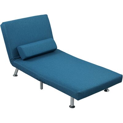 HOMCOM Schlafsessel, Klappsessel mit Bettfunktion, Rückenkissen, klappbarer Relaxsessel in Leinenoptik, Verstellbare Rückenlehne, bis 150 kg belastbar, für Wohnzimmer, Blau Aosom HOMCOM Schlafsessel, Klappsessel mit Bettfunktion, Rückenkissen, klappbarer Relaxsessel in Leinenoptik, Verstellbare Rückenlehne, bis 150 kg belastbar, für Wohnzimmer, Blau Aosom