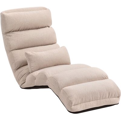 HOMCOM Bodensofa Schlafsessel 1 Platz Schlafsofa umwandelbar Liege mit verstellbarer Rückenlehne und Kopfstütze in 5 Positionen für Wohnzimmer Schlafzimmer und Büro Traglast 120 kg 58x119x78cm beige Aosom HOMCOM Bodensofa Schlafsessel 1 Platz Schlafsofa umwandelbar Liege mit verstellbarer Rückenlehne und Kopfstütze in 5 Positionen für Wohnzimmer Schlafzimmer und Büro Traglast 120 kg 58x119x78cm beige Aosom