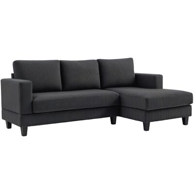 HOMCOM Ecksofa Couch mit Chaiselongue 3 Sitzer Sofa L Form Gepolsterte Eckcouch mit Cord-Optik, Hochdichtem Schaumstoff, bis 400 kg, für Wohnzimmer, Schlafzimmer, 214 x 134 x 87 cm Dunkelgrau Aosom HOMCOM Ecksofa Couch mit Chaiselongue 3 Sitzer Sofa L Form Gepolsterte Eckcouch mit Cord-Optik, Hochdichtem Schaumstoff, bis 400 kg, für Wohnzimmer, Schlafzimmer, 214 x 134 x 87 cm Dunkelgrau Aosom