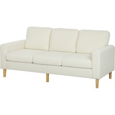 HOMCOM Dreisitzer-Sofa aus Rip-Vorvelvet, 192 cm, modernes Design, Sofa mit Federkissen und gepolsterter Sitzfläche, für Wohnzimmer, Schlafzimmer, Büro, beige Aosom HOMCOM Dreisitzer-Sofa aus Rip-Vorvelvet, 192 cm, modernes Design, Sofa mit Federkissen und gepolsterter Sitzfläche, für Wohnzimmer, Schlafzimmer, Büro, beige Aosom