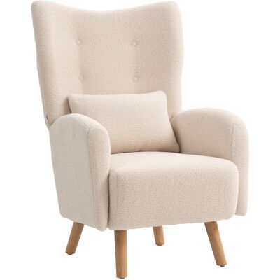 HOMCOM Ohrensessel Loungesessel mit Lendenkissen, Geplosterter Sessel mit Sherpa Fleece-Optik, Holzbeine, Diamanttufting-Rücken, Relaxsessel für Wohnzimmer, Schlafzimmer, Beige Aosom HOMCOM Ohrensessel Loungesessel mit Lendenkissen, Geplosterter Sessel mit Sherpa Fleece-Optik, Holzbeine, Diamanttufting-Rücken, Relaxsessel für Wohnzimmer, Schlafzimmer, Beige Aosom