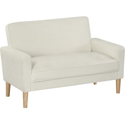 HOMCOM Sofa 2-Sitzer 130 cm Kleine Couch Gepolstert Polstersofa mit Armlehne, Samtoptik, Getuftetes, Modernes Doppelsofa Loungesofa für Wohnzimmer, Schlafzimmer, Kleinen Raum, Cremeweiß Aosom HOMCOM Sofa 2-Sitzer 130 cm Kleine Couch Gepolstert Polstersofa mit Armlehne, Samtoptik, Getuftetes, Modernes Doppelsofa Loungesofa für Wohnzimmer, Schlafzimmer, Kleinen Raum, Cremeweiß Aosom