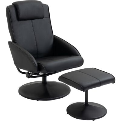 HOMCOM Relaxsessel mit Hocker, 360°drehbarer Fernsehsessel mit Liegefunktion, TV Sessel, Lesesessel für Wohnzimmer, Schlafzimmer, Kunstleder, Schwarz Aosom HOMCOM Relaxsessel mit Hocker, 360°drehbarer Fernsehsessel mit Liegefunktion, TV Sessel, Lesesessel für Wohnzimmer, Schlafzimmer, Kunstleder, Schwarz Aosom