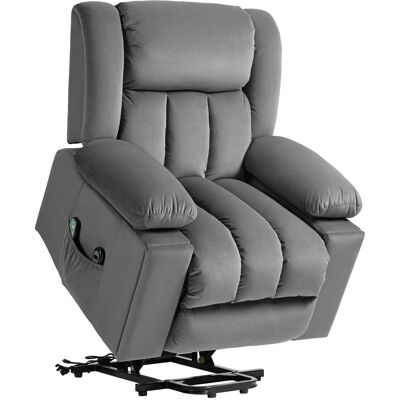 HOMCOM Fernsehsessel mit Aufstehhilfe Elektrisch Relaxsessel mit Massage-/ Wärme-/Liegefunktion, TV-Sessel mit Becherhalter, Stautraum, USB-Anschlüssen und Fernbedienung, Samt, Dunkelgrau Aosom HOMCOM Fernsehsessel mit Aufstehhilfe Elektrisch Relaxsessel mit Massage-/ Wärme-/Liegefunktion, TV-Sessel mit Becherhalter, Stautraum, USB-Anschlüssen und Fernbedienung, Samt, Dunkelgrau Aosom