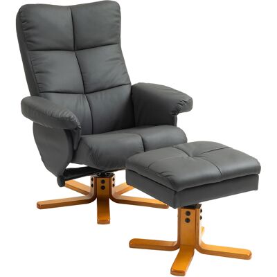 HOMCOM Relaxsessel mit Hocker, Stauraum, Gepolstert Fernsehsessel mit Liegefunktion, 360° Drehbar TV-Sessel für Schlafzimmer, Wohnzimmer, Kunstleder, Dunkelgrau Aosom HOMCOM Relaxsessel mit Hocker, Stauraum, Gepolstert Fernsehsessel mit Liegefunktion, 360° Drehbar TV-Sessel für Schlafzimmer, Wohnzimmer, Kunstleder, Dunkelgrau Aosom