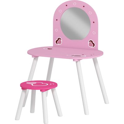 AIYAPLAY Kinderschminktisch mit Hocker und Spiegel, Schminktisch für Mädchen mit Herzmotiv, Schminktisch für Kinder 3-6 Jahre, Rosa Aosom AIYAPLAY Kinderschminktisch mit Hocker und Spiegel, Schminktisch für Mädchen mit Herzmotiv, Schminktisch für Kinder 3-6 Jahre, Rosa Aosom