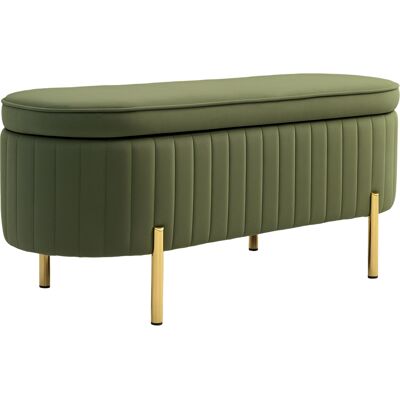 HOMCOM Sitzbank mit Stauraum Polsterbank mit Klappdeckel, Samtoptik, Bettbank Sitztruhe mit Metallbeine, Truhenbank für Flur, Wohnzimmer, Schlafzimmer 108 x 44 x 43,5 cm, Grün Aosom HOMCOM Sitzbank mit Stauraum Polsterbank mit Klappdeckel, Samtoptik, Bettbank Sitztruhe mit Metallbeine, Truhenbank für Flur, Wohnzimmer, Schlafzimmer 108 x 44 x 43,5 cm, Grün Aosom
