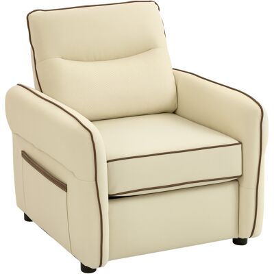 HOMCOM Wohnzimmersessel mit dicker Polsterung, breiter Tiefsitz, hochelastischem Schaum, Armlehnen, Seitentaschen, PU-Leder, Beige Aosom HOMCOM Wohnzimmersessel mit dicker Polsterung, breiter Tiefsitz, hochelastischem Schaum, Armlehnen, Seitentaschen, PU-Leder, Beige Aosom