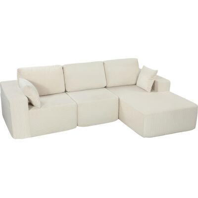 HOMCOM modulares 2-in-1 Ecksofa, 267 cm, 3-Sitzer-Schlafsofa aus Kordsamt, extra tiefe Sitze und breite Armlehnen, 2 Kissen, modernes Sofa für Wohnzimmer, Büro, Wohnung, kein Aufbau erforderlich, Creme Aosom HOMCOM modulares 2-in-1 Ecksofa, 267 cm, 3-Sitzer-Schlafsofa aus Kordsamt, extra tiefe Sitze und breite Armlehnen, 2 Kissen, modernes Sofa für Wohnzimmer, Büro, Wohnung, kein Aufbau erforderlich, Creme Aosom