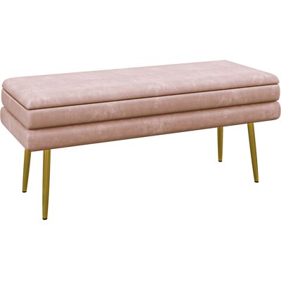 HOMCOM Sitzbank, Polsterbank mit Stauraum, Samtoptik, Bettbank mit Stahlbeine, Schuhbank, Aufbewahrungsbank für Wohnzimmer, Schlafzimmer, Rosa, 100 x 37,5 x 42 cm Aosom HOMCOM Sitzbank, Polsterbank mit Stauraum, Samtoptik, Bettbank mit Stahlbeine, Schuhbank, Aufbewahrungsbank für Wohnzimmer, Schlafzimmer, Rosa, 100 x 37,5 x 42 cm Aosom