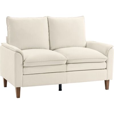 HOMCOM Sofa 2 Sitzer kleine Couch mit doppellagiger Polsterung, 146 cm Doppelsofa mit tiefem Sitz, hoher Rückenlehne Modern Polstersofa mit Holzbeine für kleine Räume, Wohnzimmer, Schlafzimmer, Creme Aosom HOMCOM Sofa 2 Sitzer kleine Couch mit doppellagiger Polsterung, 146 cm Doppelsofa mit tiefem Sitz, hoher Rückenlehne Modern Polstersofa mit Holzbeine für kleine Räume, Wohnzimmer, Schlafzimmer, Creme Aosom