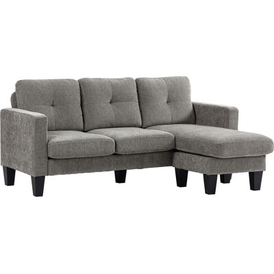 HOMCOM Ecksofa, Eck-Couch mit umkehrbarer Chaiselongue, Sofa in L-Form, Gepolstert Eckcouch mit Federkern, Stahlrahmen Chenille-Optik, 186 x 130 x 84 cm, Braun Aosom HOMCOM Ecksofa, Eck-Couch mit umkehrbarer Chaiselongue, Sofa in L-Form, Gepolstert Eckcouch mit Federkern, Stahlrahmen Chenille-Optik, 186 x 130 x 84 cm, Braun Aosom