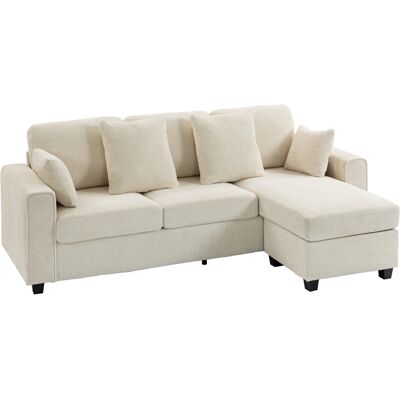 HOMCOM Ecksofa 235,5 cm L-Form Sofa 3-Sitzer mit umkehrbarer Chaiselongue, Samtstoff mit Punktstruktur, breite und tiefe Sitzfläche, Couch für Wohnzimmer, Beige Aosom HOMCOM Ecksofa 235,5 cm L-Form Sofa 3-Sitzer mit umkehrbarer Chaiselongue, Samtstoff mit Punktstruktur, breite und tiefe Sitzfläche, Couch für Wohnzimmer, Beige Aosom