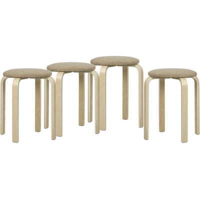 HOMCOM Esszimmerhocker 4er Set Stapelhocker Hocker aus Birkensperrholz mit Leinenoptik Küchenhocker Polsterhocker für Esszimmer Wohnzimmer Khaki Aosom HOMCOM Esszimmerhocker 4er Set Stapelhocker Hocker aus Birkensperrholz mit Leinenoptik Küchenhocker Polsterhocker für Esszimmer Wohnzimmer Khaki Aosom