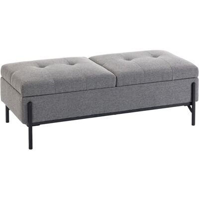 HOMCOM Sitztruhe, Bettbank aus Leinen mit 2 Fächern, aufklappbaren Deckeln und extra dicker Polsterung, Knopfheftung, Sitzbank für Schlafzimmer, Wohnzimmer, Flur, 117 x 50 x 44 cm, Grau Aosom HOMCOM Sitztruhe, Bettbank aus Leinen mit 2 Fächern, aufklappbaren Deckeln und extra dicker Polsterung, Knopfheftung, Sitzbank für Schlafzimmer, Wohnzimmer, Flur, 117 x 50 x 44 cm, Grau Aosom