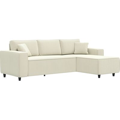 HOMCOM Ecksofa 3-Sitzer Sofa in L-Form Eckcouch mit Umkehrbarer Chaiselongue 2 Kissen Federpolster, Polsterecke aus Cordstoff Wohnlandschaft für Wohnzimmer Schlafzimmer 241x153x83 cm Cremeweiß Aosom HOMCOM Ecksofa 3-Sitzer Sofa in L-Form Eckcouch mit Umkehrbarer Chaiselongue 2 Kissen Federpolster, Polsterecke aus Cordstoff Wohnlandschaft für Wohnzimmer Schlafzimmer 241x153x83 cm Cremeweiß Aosom