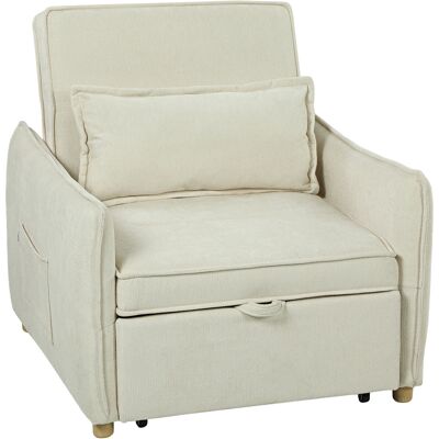 HOMCOM Schlafsessel mit Bettfunktion 88cm x 84cm x 87cm, Umwandelbarer Sessel mit Kissen, Seitentasche und Schlaffunktion Cremeweiß Aosom HOMCOM Schlafsessel mit Bettfunktion 88cm x 84cm x 87cm, Umwandelbarer Sessel mit Kissen, Seitentasche und Schlaffunktion Cremeweiß Aosom