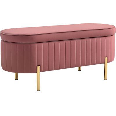 HOMCOM Stauraumbank, Samtoptik-Bettbank, Stauraum mit Deckel, Metallfüße, 72 l, bis 220 kg, Sitzbank für Wohnzimmer, Schlafzimmer, Flur, 108x44x43,5cm, rosa Aosom HOMCOM Stauraumbank, Samtoptik-Bettbank, Stauraum mit Deckel, Metallfüße, 72 l, bis 220 kg, Sitzbank für Wohnzimmer, Schlafzimmer, Flur, 108x44x43,5cm, rosa Aosom