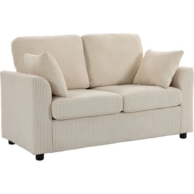 HOMCOM 2‑Sitzer‑Sofa aus Kordsamt, 144 cm Sofa mit breiter gepolsterter Sitzfläche, dicker Federkern‑Sitz, 2 Kissen, moderner Stil, für Schlafzimmer, Wohnung, kleine Räume, Beige Aosom HOMCOM 2‑Sitzer‑Sofa aus Kordsamt, 144 cm Sofa mit breiter gepolsterter Sitzfläche, dicker Federkern‑Sitz, 2 Kissen, moderner Stil, für Schlafzimmer, Wohnung, kleine Räume, Beige Aosom