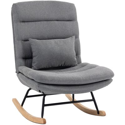 HOMCOM Schaukelstuhl, Sessel mit Leinenoptik, Lendenkissen, hoher Rücken, breite Sitzfläche, doppelte Polsterung, armlehnenlos – für Wohnzimmer oder Schlafzimmer, Hellgrau Aosom HOMCOM Schaukelstuhl, Sessel mit Leinenoptik, Lendenkissen, hoher Rücken, breite Sitzfläche, doppelte Polsterung, armlehnenlos – für Wohnzimmer oder Schlafzimmer, Hellgrau Aosom