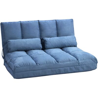 HOMCOM 2 in 1 Bodensofa klappbar, 102L x 73B x 60H cm, mit 3-Fach verstellbarer Rückenlehne, Sitzkissen, Samt, Stahl, Blau Aos HOMCOM 2 in 1 Bodensofa klappbar, 102L x 73B x 60H cm, mit 3-Fach verstellbarer Rückenlehne, Sitzkissen, Samt, Stahl, Blau Aos