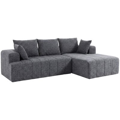 HOMCOM Modulares Ecksofa mit Ottomane, wandelbares Chenille-Cloud-Schlafsofa, 3-Sitzer in L-Form mit dicker Federkernpolsterung, breiter und tiefer Sitzfläche, breiten Armlehnen, 2 Kissen, Grau Aosom HOMCOM Modulares Ecksofa mit Ottomane, wandelbares Chenille-Cloud-Schlafsofa, 3-Sitzer in L-Form mit dicker Federkernpolsterung, breiter und tiefer Sitzfläche, breiten Armlehnen, 2 Kissen, Grau Aosom