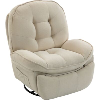 HOMCOM Relaxsessel, 360° Dreh- und Wippsessel, Manuell verstellbarer Chenille-Sessel mit breitem Sitz, hoher Rückenlehne, breiten Armlehnen, Fußstütze und Seitentaschen, Cremeweiß Aosom HOMCOM Relaxsessel, 360° Dreh- und Wippsessel, Manuell verstellbarer Chenille-Sessel mit breitem Sitz, hoher Rückenlehne, breiten Armlehnen, Fußstütze und Seitentaschen, Cremeweiß Aosom