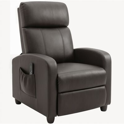 HOMCOM Relaxsessel Fernsehsessel mit Vibrationsmassage, Massagesessel mit Liegefunktion, 2 Massagepunkte, TV Sessel mit Fernbedienung, Seitentasche, Kunstleder für Wohnzimmer, Braun Aosom HOMCOM Relaxsessel Fernsehsessel mit Vibrationsmassage, Massagesessel mit Liegefunktion, 2 Massagepunkte, TV Sessel mit Fernbedienung, Seitentasche, Kunstleder für Wohnzimmer, Braun Aosom