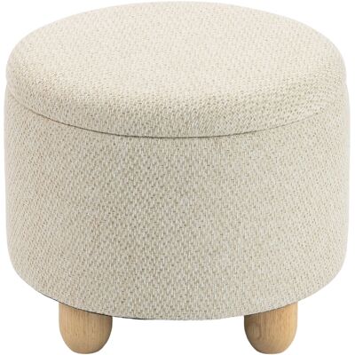 HOMCOM Hocker mit Stauraum, Runder Sitzhocker mit Deckel, Polsterhocker mit Leinenoptik, Moderner Fußhocker mit Holzbeinen für Wohnzimmer, Schlafzimmer, 38,5x38,5x33,5 cm Beige Aosom HOMCOM Hocker mit Stauraum, Runder Sitzhocker mit Deckel, Polsterhocker mit Leinenoptik, Moderner Fußhocker mit Holzbeinen für Wohnzimmer, Schlafzimmer, 38,5x38,5x33,5 cm Beige Aosom