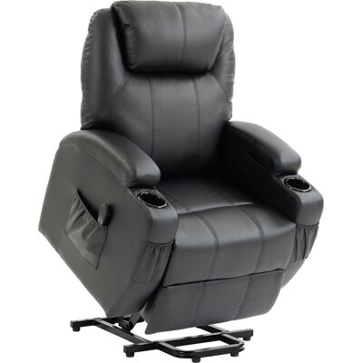 HOMCOM Fernsehsessel Relaxsessel mit Aufstehhilfe, Elektrisch TV-Sessel mit Liegefunktion, Fernbedienung mit USB-Anschluss, Becherhalter, Seitentasche, Kunstleder, Schwarz Aosom HOMCOM Fernsehsessel Relaxsessel mit Aufstehhilfe, Elektrisch TV-Sessel mit Liegefunktion, Fernbedienung mit USB-Anschluss, Becherhalter, Seitentasche, Kunstleder, Schwarz Aosom
