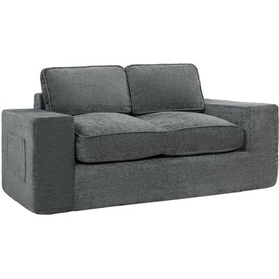 HOMCOM 2-Sitzer Sofa mit Chenillebezug, Wohnzimmer-Sofa 156 cm, breite gepolsterte Sitzfläche und Armlehnen, 2 Kissen, Seitentaschen, komprimiert verpackt, ohne Montage, für Wohnzimmer/Schlafzimmer, Grau Aosom HOMCOM 2-Sitzer Sofa mit Chenillebezug, Wohnzimmer-Sofa 156 cm, breite gepolsterte Sitzfläche und Armlehnen, 2 Kissen, Seitentaschen, komprimiert verpackt, ohne Montage, für Wohnzimmer/Schlafzimmer, Grau Aosom