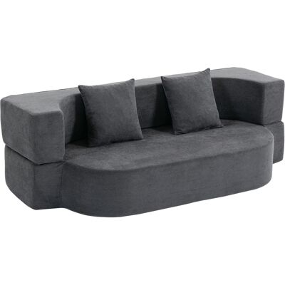 HOMCOM Schlafsofa 2-Sitzer Bodensofa Klappbar, 190 cm Sofa Bett ohne Gestell mit Armlehnen & 2 Kissen, Bequeme Schlafcouch mit Chenille-Optik für Wohnzimmer, Schlafzimmer, Dunkelgrau Aosom HOMCOM Schlafsofa 2-Sitzer Bodensofa Klappbar, 190 cm Sofa Bett ohne Gestell mit Armlehnen & 2 Kissen, Bequeme Schlafcouch mit Chenille-Optik für Wohnzimmer, Schlafzimmer, Dunkelgrau Aosom