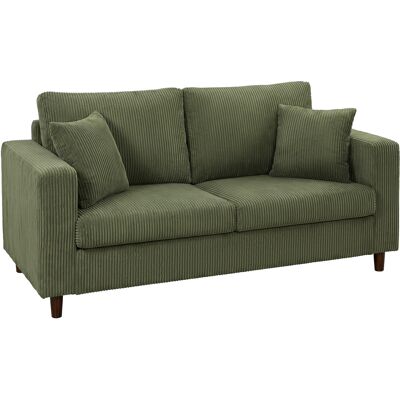 HOMCOM 2-Sitzer-Sofa, 170 cm, bequemes Cordsofa mit breiter tiefer Sitzfläche, breiten Armlehnen, Federkernpolster, dick gepolstert, Massivholzbeine, grün Aosom HOMCOM 2-Sitzer-Sofa, 170 cm, bequemes Cordsofa mit breiter tiefer Sitzfläche, breiten Armlehnen, Federkernpolster, dick gepolstert, Massivholzbeine, grün Aosom