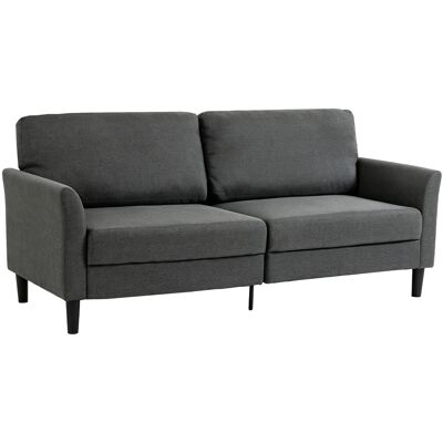 HOMCOM 3-Sitzer-Sofa im zeitgenössischen Stil, Stoff in Leinenoptik, Wohnzimmersofa mit geschwungenen Armlehnen, breiter Sitz und dicker Polsterung, für Wohnzimmer und Büro, Dunkelgrau Aosom HOMCOM 3-Sitzer-Sofa im zeitgenössischen Stil, Stoff in Leinenoptik, Wohnzimmersofa mit geschwungenen Armlehnen, breiter Sitz und dicker Polsterung, für Wohnzimmer und Büro, Dunkelgrau Aosom