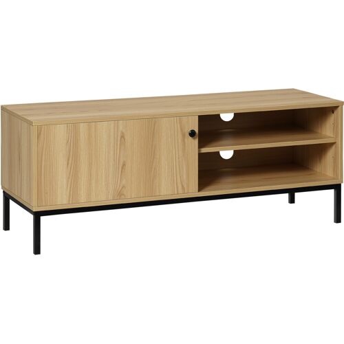 HOMCOM TV-Möbel TV-Bank Max. 50 Zoll 3 Fächer 2 Kabeldurchlässe mit Schiebetür - Maße 120L x 39,5B x 46H cm   Aosom