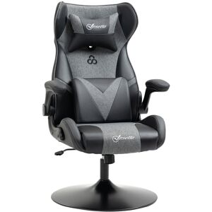 Vinsetto Gaming Stuhl Ergonomischer Gamer Stuhl mit Verstellbar Armlehne, Lendenwirbelstütze, Kopfkissen Höhenverstellbar Gaming Sessel mit Wippfunktion Kunstleder Leinenoptik Schwarz+Grau Aosom Vinsetto Gaming Stuhl Ergonomischer Gamer Stuhl mit Verstellbar Armlehne, Lendenwirbelstütze, Kopfkissen Höhenverstellbar Gaming Sessel mit Wippfunktion Kunstleder Leinenoptik Schwarz+Grau Aosom