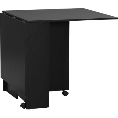 HOMCOM Klappbarer Küchentisch Esszimmermöbel auf Rollen 75 x 140 x 74 cm 2 integrierte Regale in Schwarz Aosom HOMCOM Klappbarer Küchentisch Esszimmermöbel auf Rollen 75 x 140 x 74 cm 2 integrierte Regale in Schwarz Aosom
