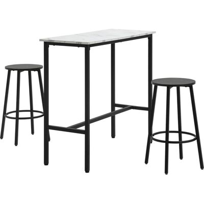 HOMCOM Bartisch mit Barhocker Set, 3-teiliges Bartisch Set, Esstisch mit 2 Barhocker, Essgruppe, Stehtisch, Küchentisch, Stahl, Weiß, Schwarz Aosom HOMCOM Bartisch mit Barhocker Set, 3-teiliges Bartisch Set, Esstisch mit 2 Barhocker, Essgruppe, Stehtisch, Küchentisch, Stahl, Weiß, Schwarz Aosom